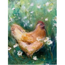 Chicken, oil painting on canvas 35*45 cm, Ukrainian artist Marina Stognieva, original